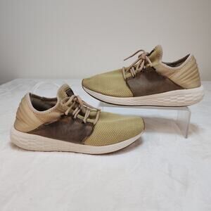 New Balance Shoes Mens 13 Fresh Foam Cruz Green Beige Tan Brown Leather Knit